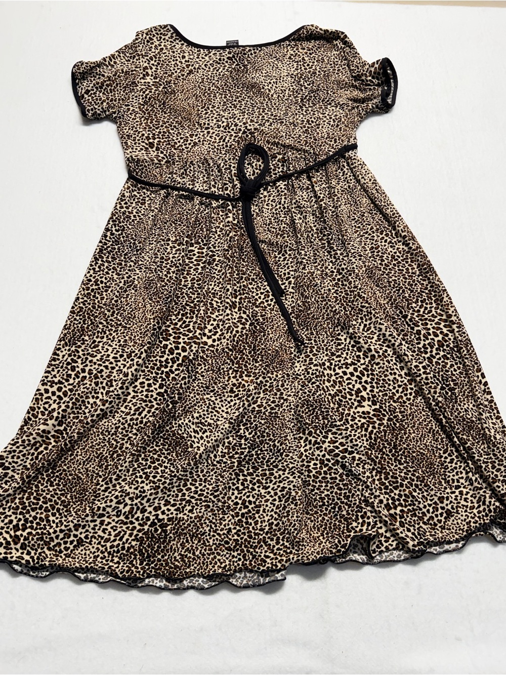 Carole Little Leopard Print Fit-and-Flare Dress with Belt L
